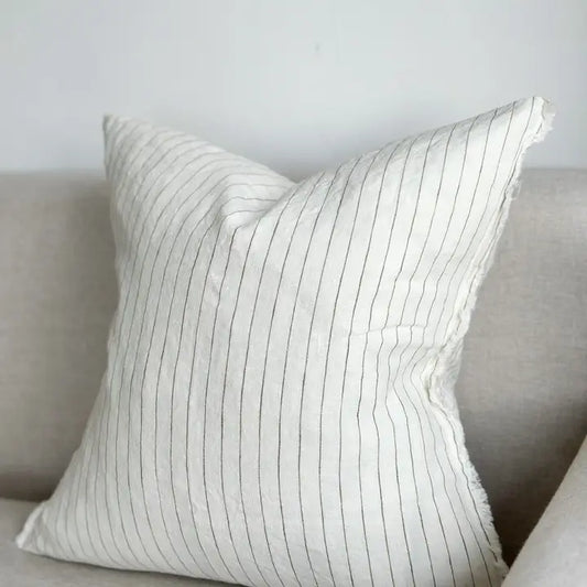 Esmee Linen Cushion Cover – Frayed Edge Cream & Olive