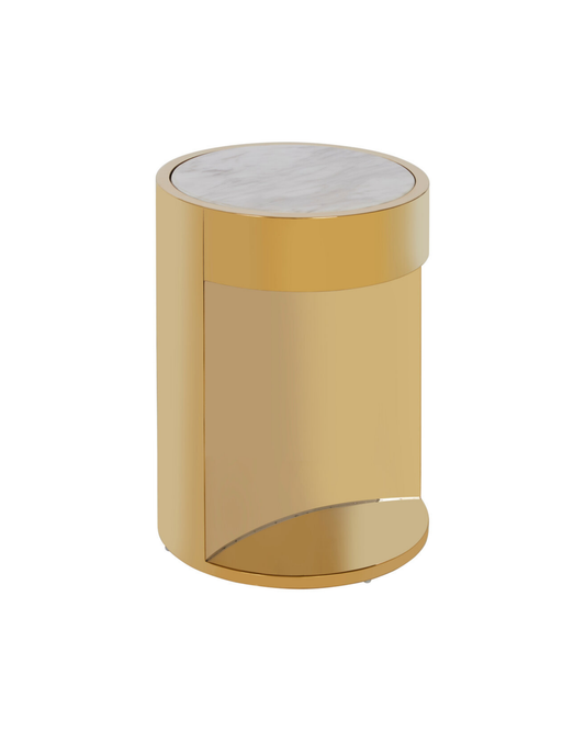 Caesar Round Side Table - Gold and Marble Effect