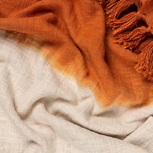 Mizu Dip Dye Fringed Throw Amber