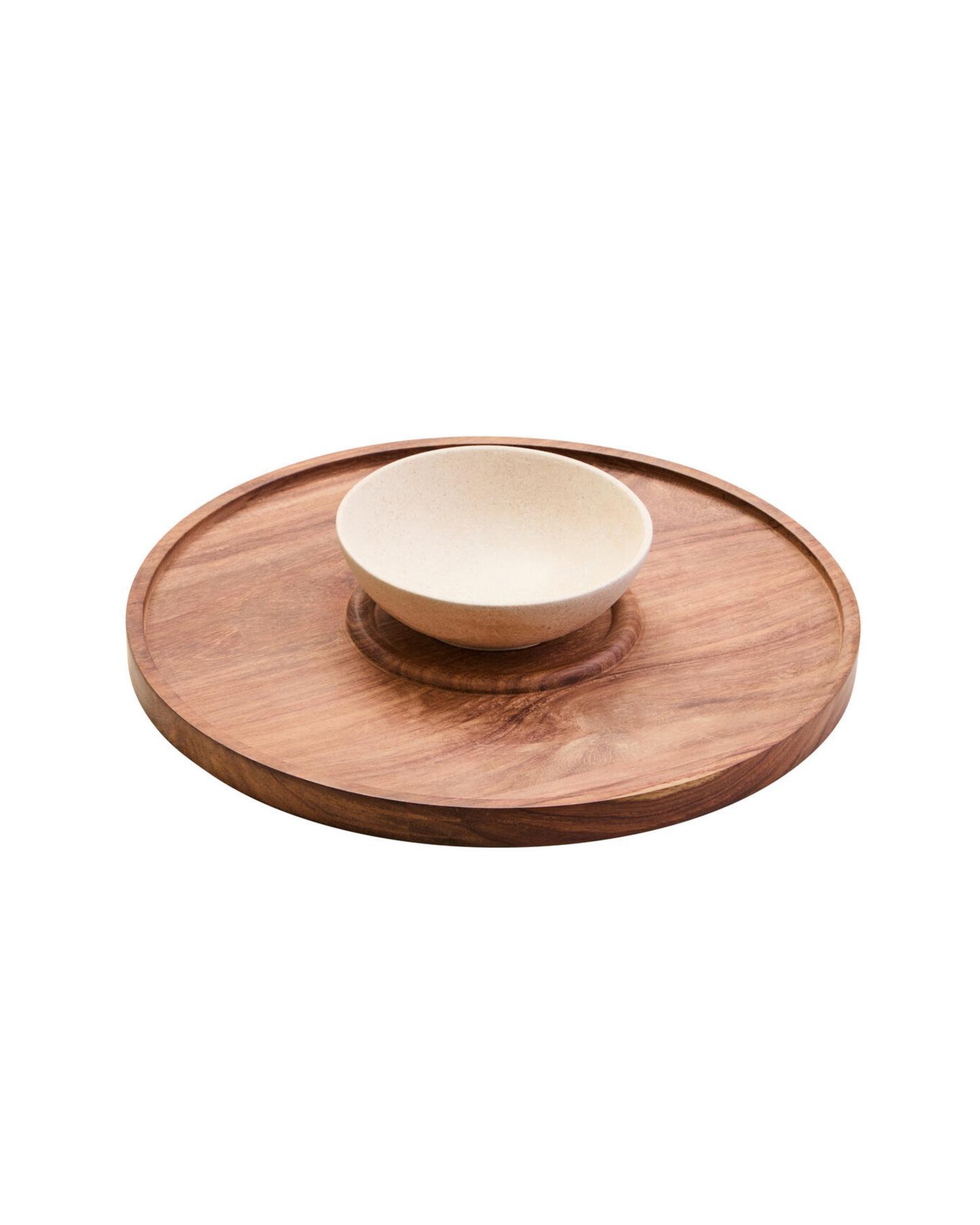 Casia Chip & Dip Server - Cream Marble & Acacia Wood