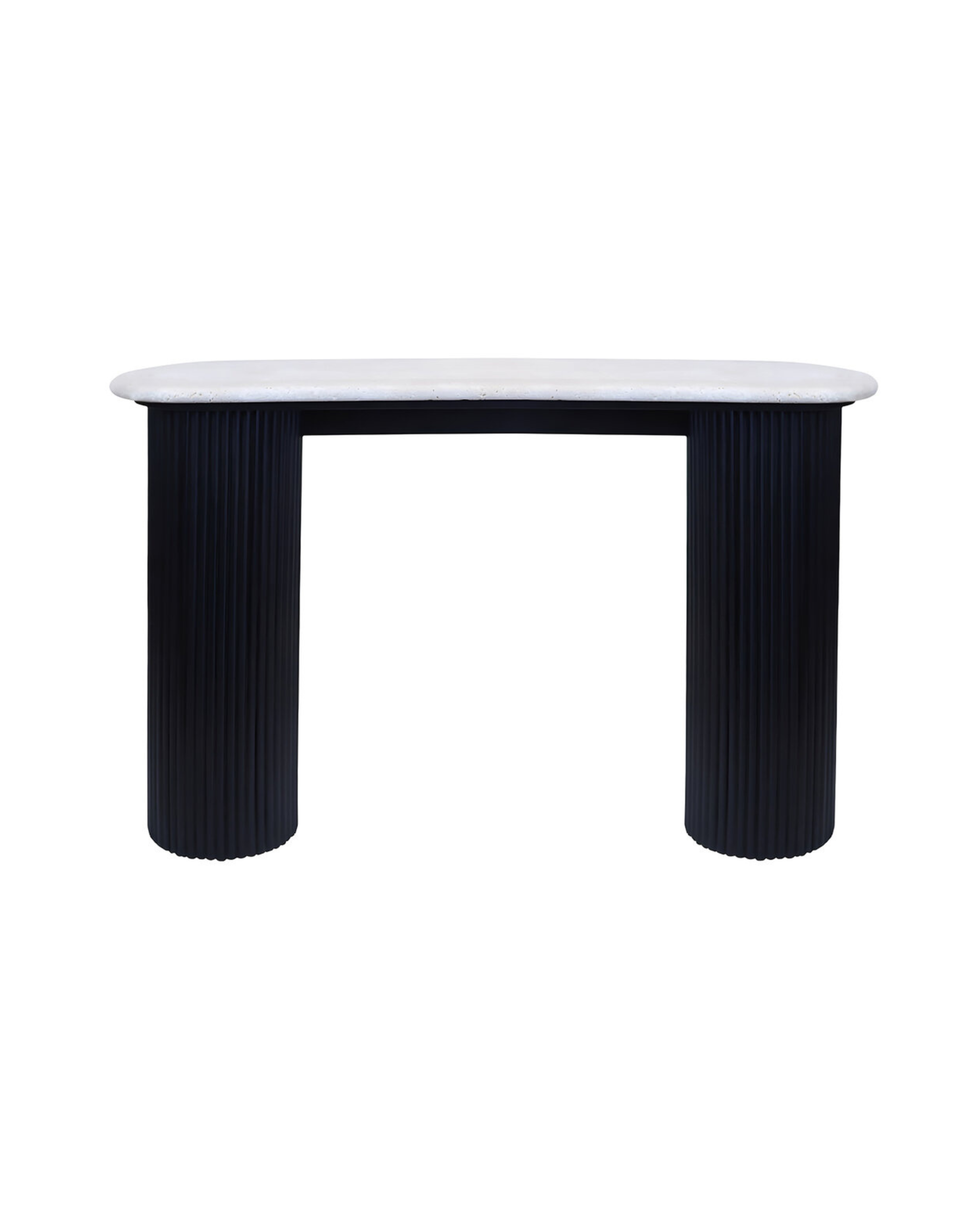 Cove Console Table - Travertine & Black