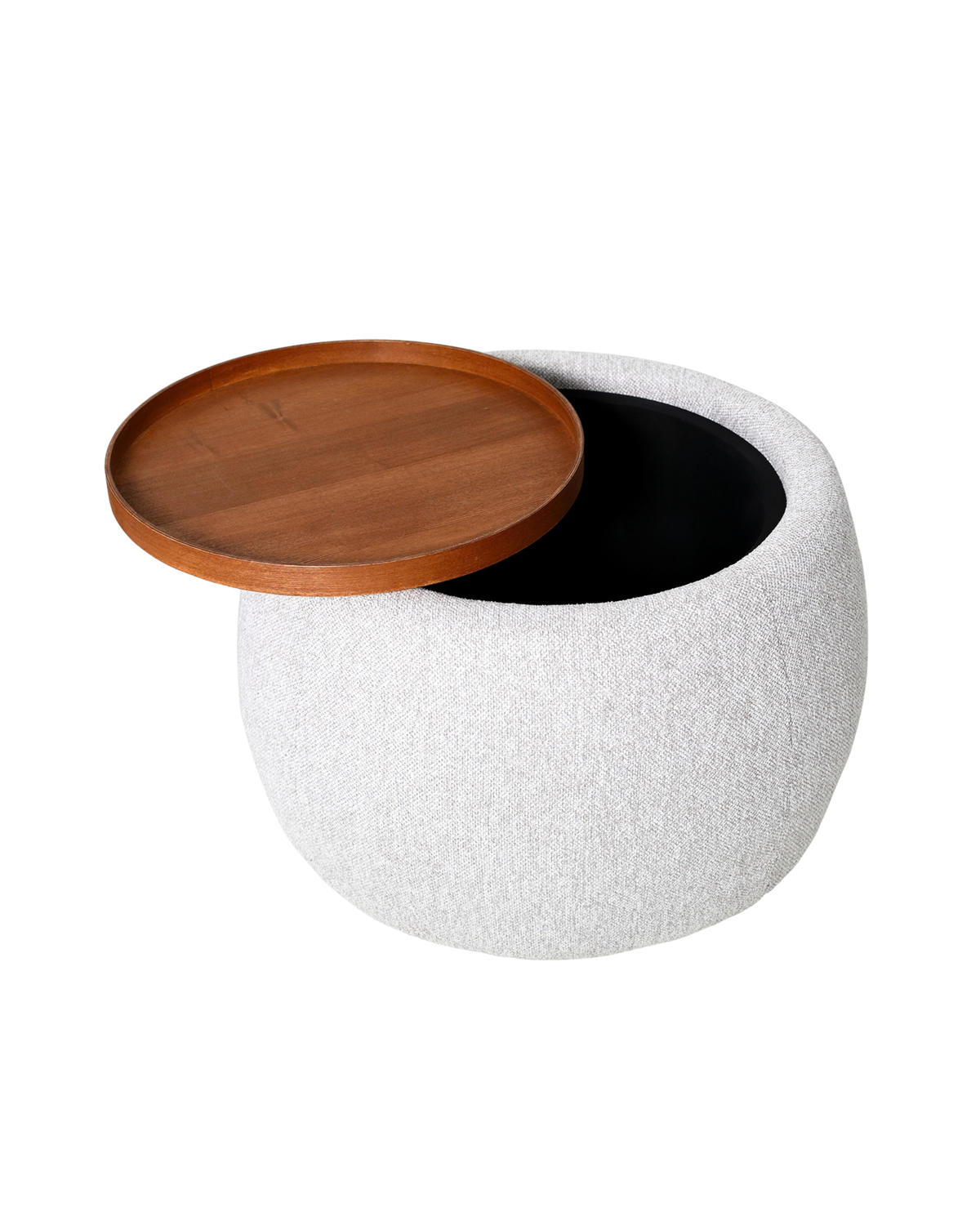 Colfax Side Table Ottoman - Walnut & Grey