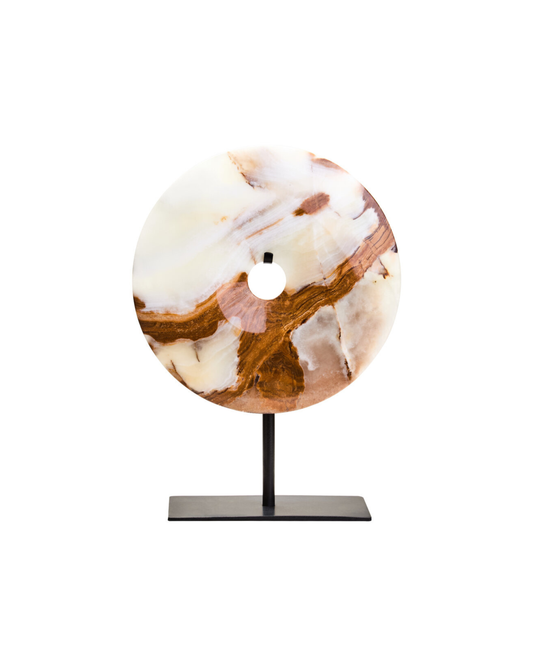 Vona Round Onyx Disc Sculpture - Small