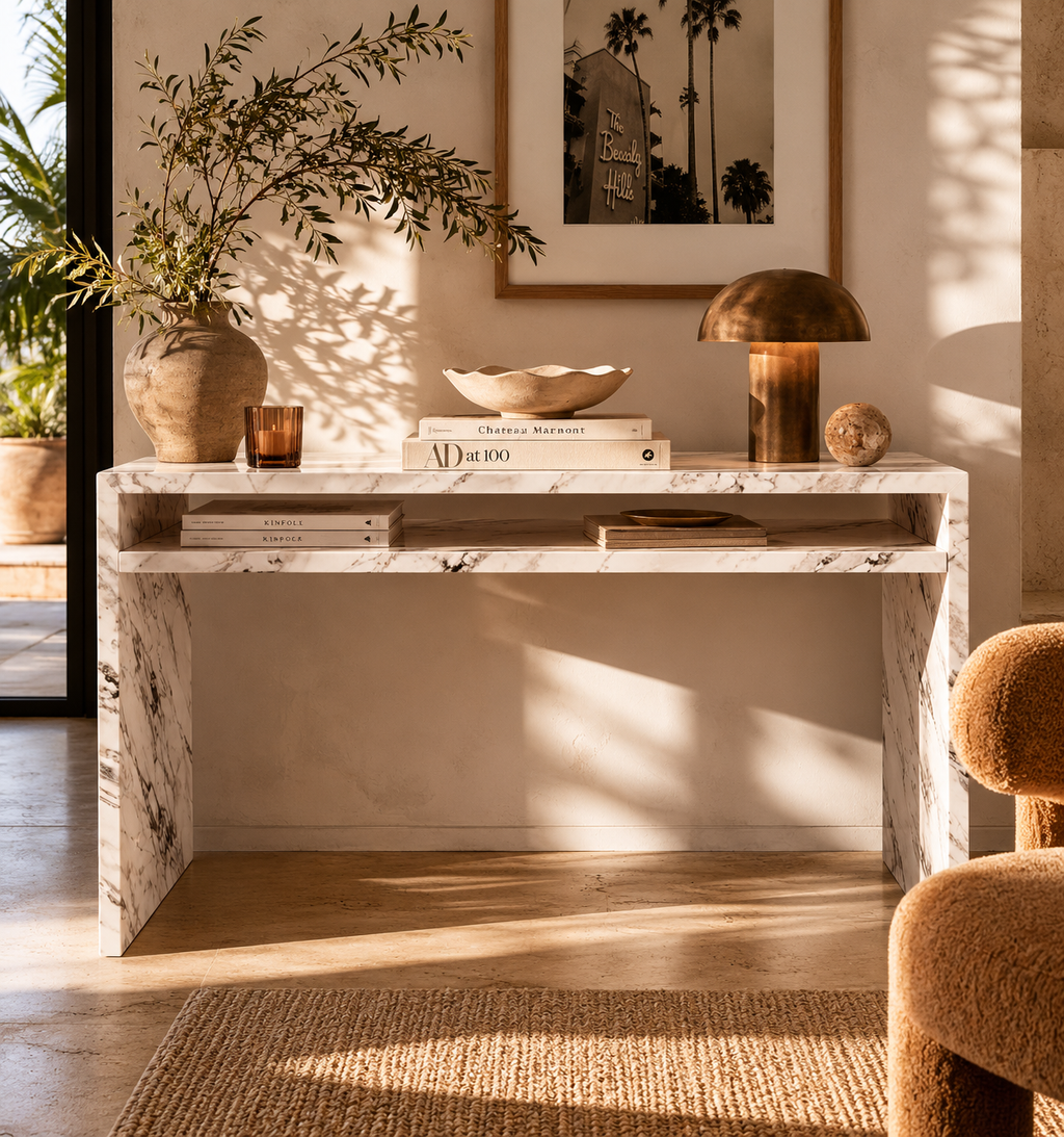 Ferarro Desk - Matte Calacatta
