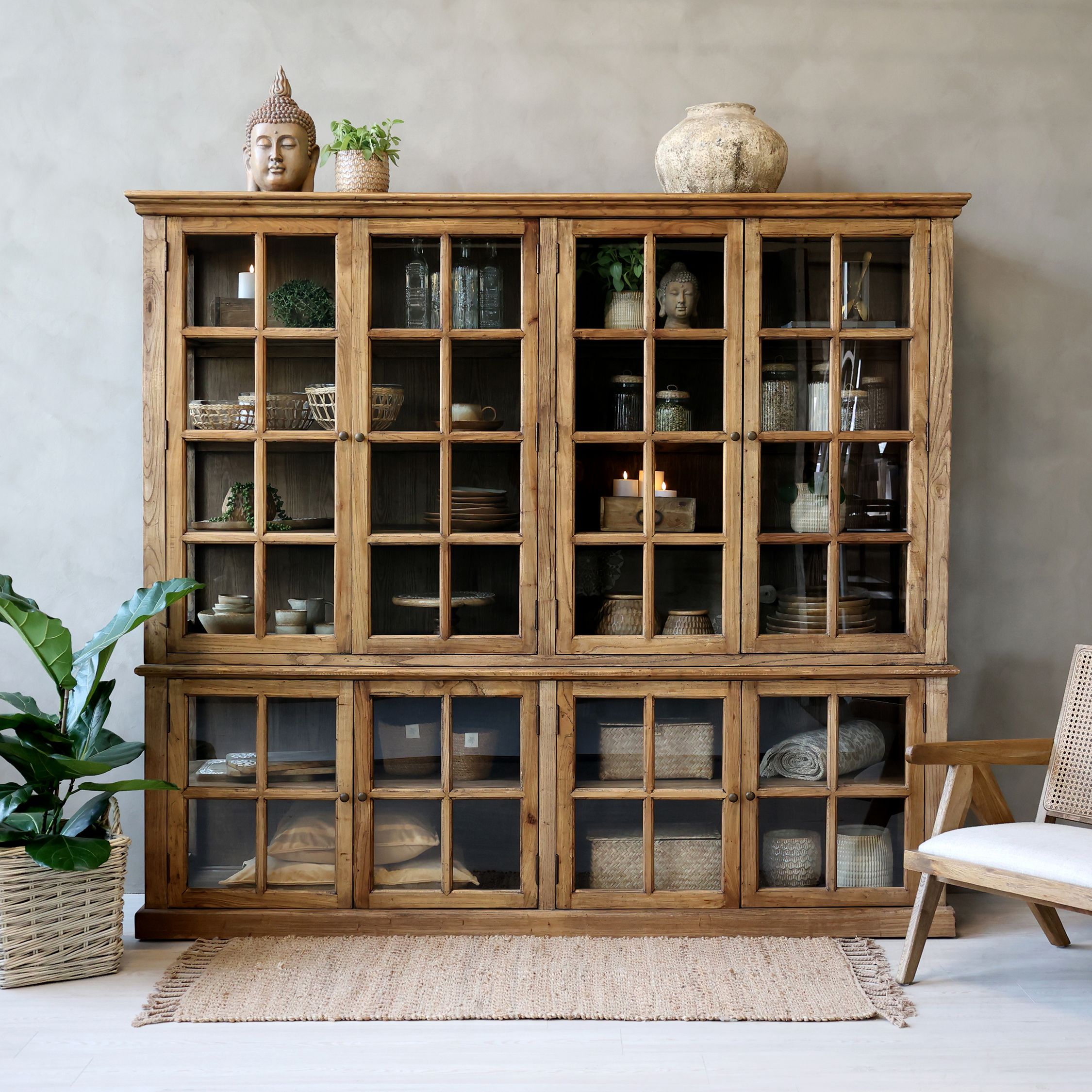 Malibu Display Cabinet - 8 Door - Natural