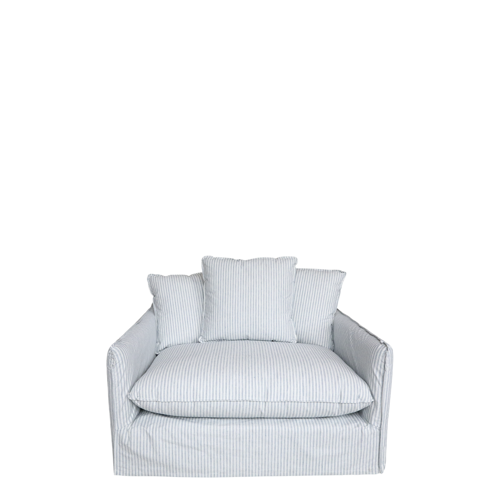 Coastline Linen Loveseat - Azure Blue & Ivory