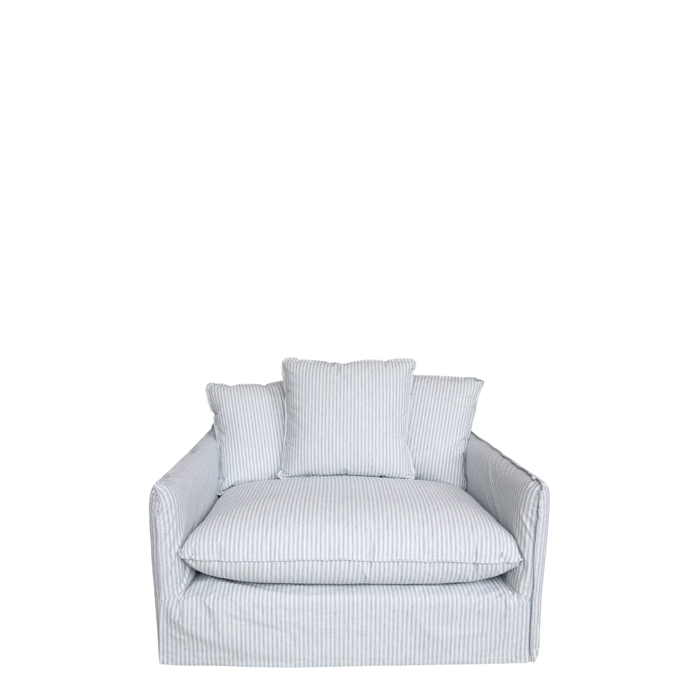 Coastline Linen Loveseat - Azure Blue & Ivory