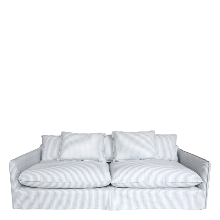 Coastline 3 Seater Linen Sofa - Azure Blue & Ivory