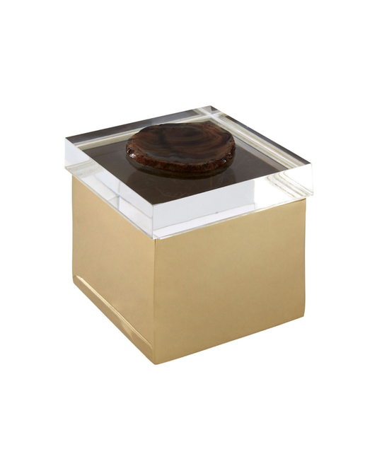 Sable Agate & Gold Trinket Box - Small