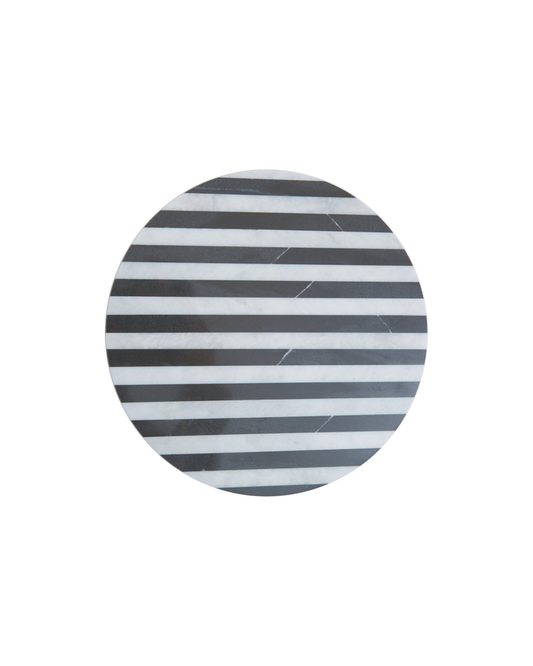 Vesta Round Marble Cheese Board - Black & White