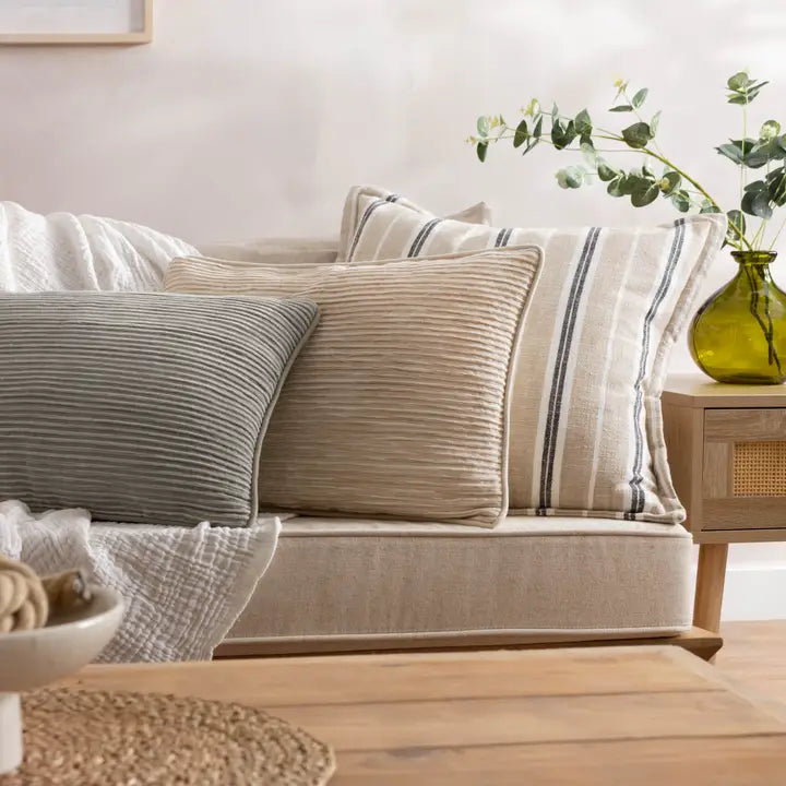 Hebble Striped Cushion Natural Black