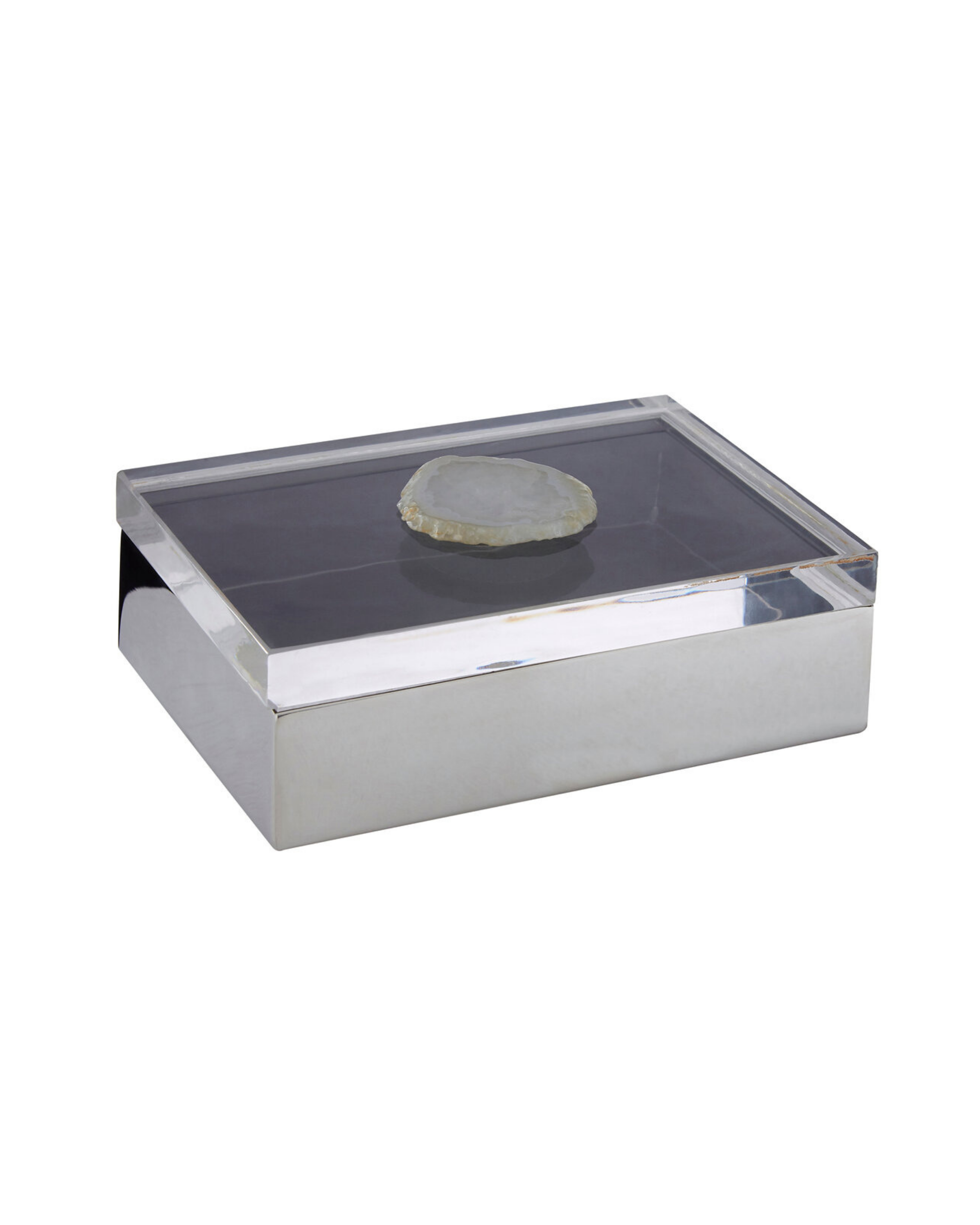 Sable White Agate Trinket Box - Large