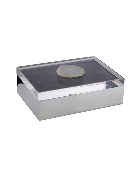 Sable White Agate Trinket Box - Large