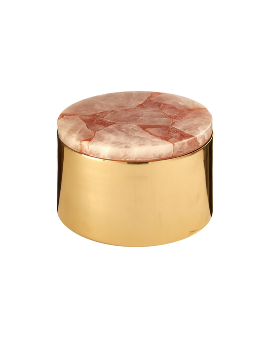 Lumi Pink Quartz & Gold Trinket Box - Large