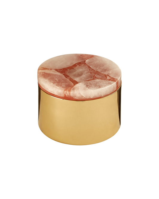 Lumi Pink Quartz & Gold Trinket Box - Small