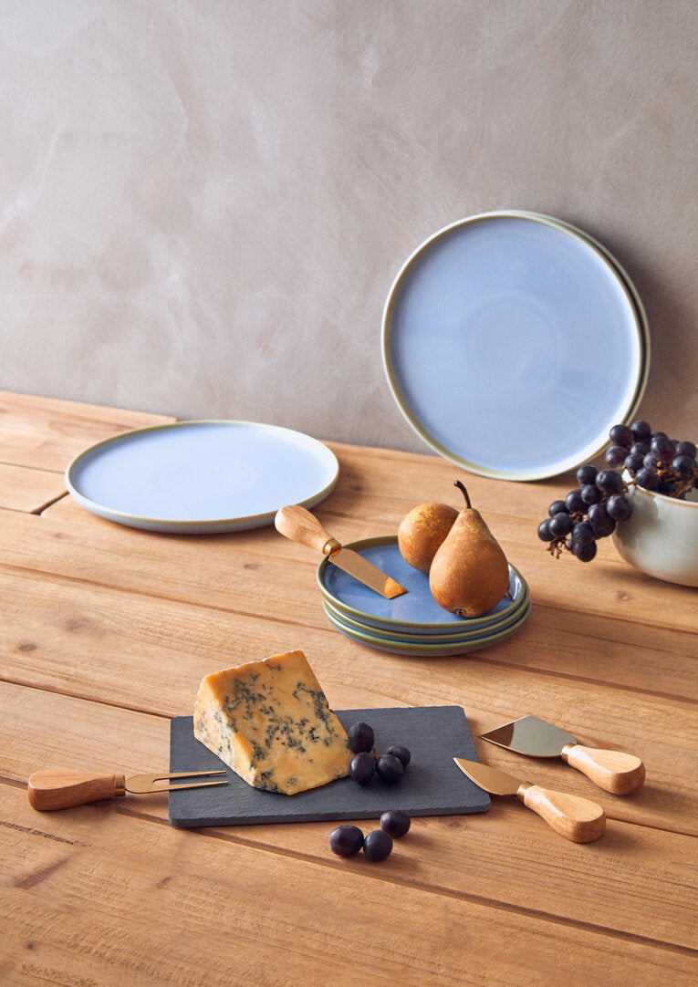 Ena Slate Cheese Board & Knife Set - Gold Finish