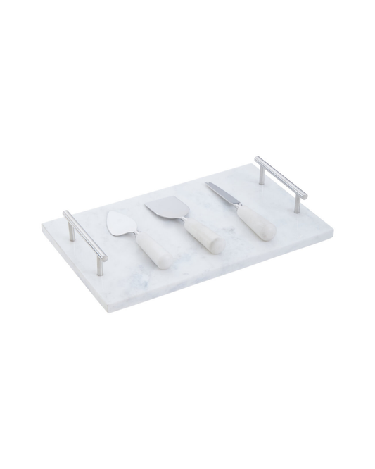 Arven Cheese Board & Knife Set - White Marble