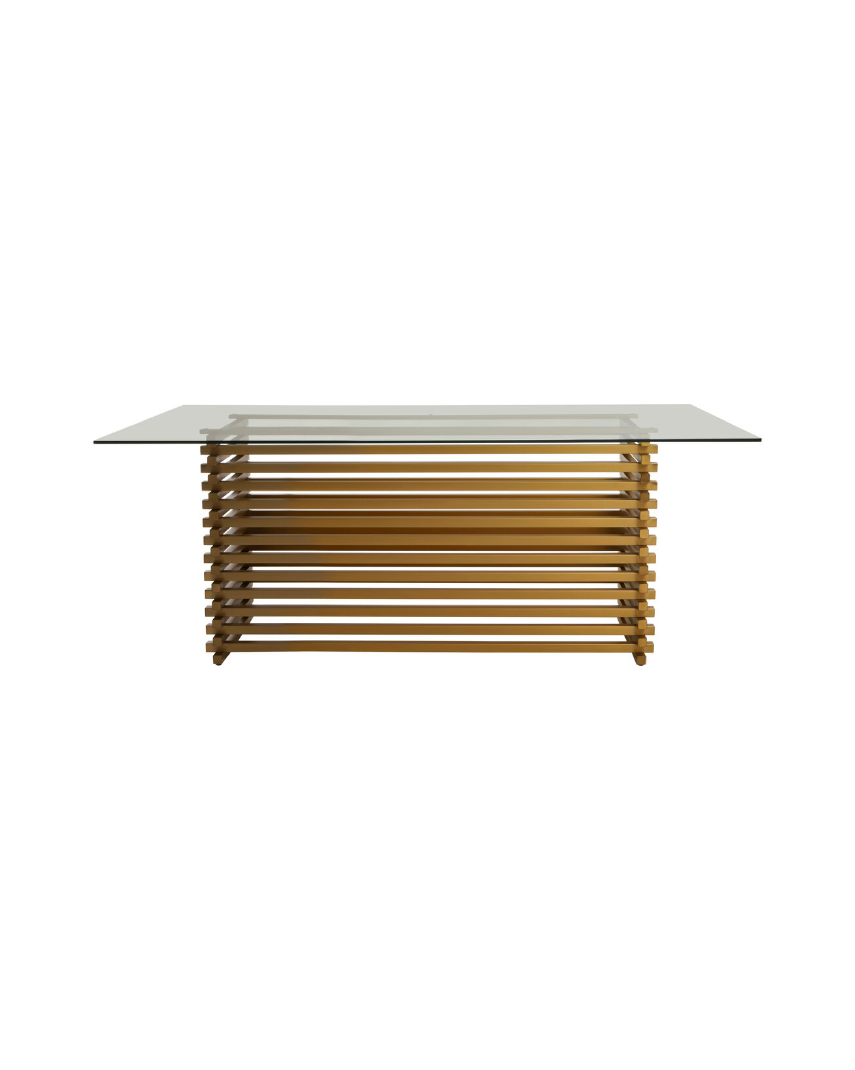 Conrad Dining Table - Matte Gold & Glass
