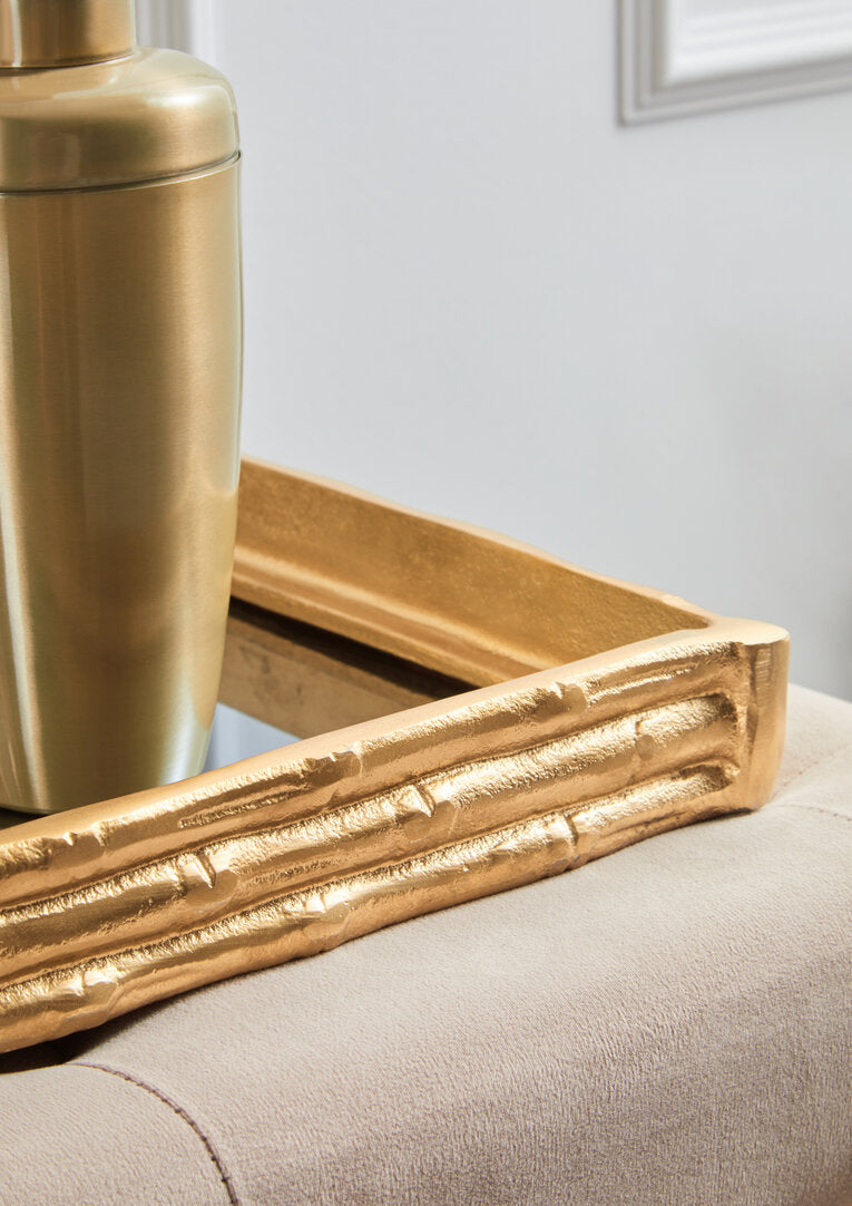 Trevino Bamboo Mirrored Tray - Gold