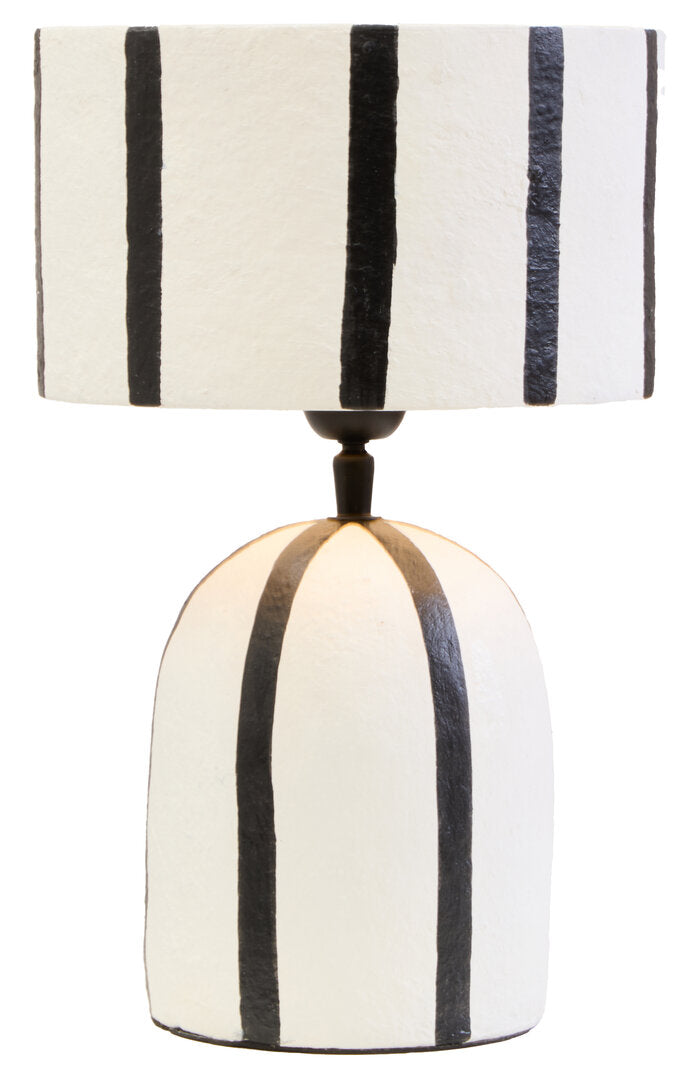 Cove Papier Mache Table Lamp - Black & White