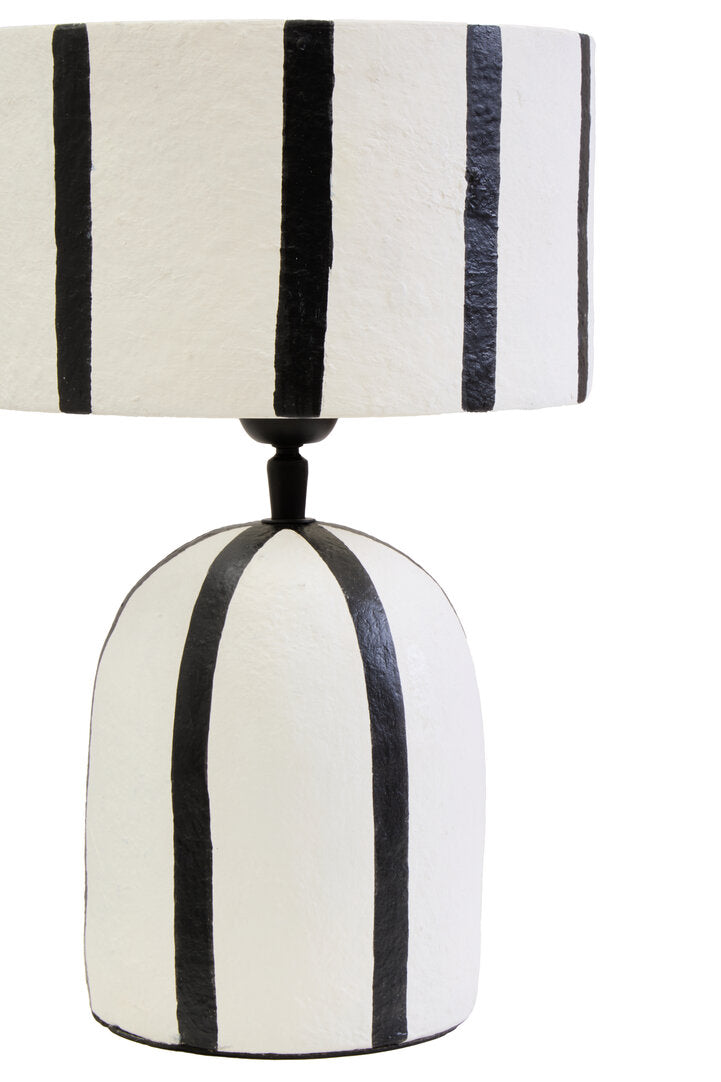 Cove Papier Mache Table Lamp - Black & White