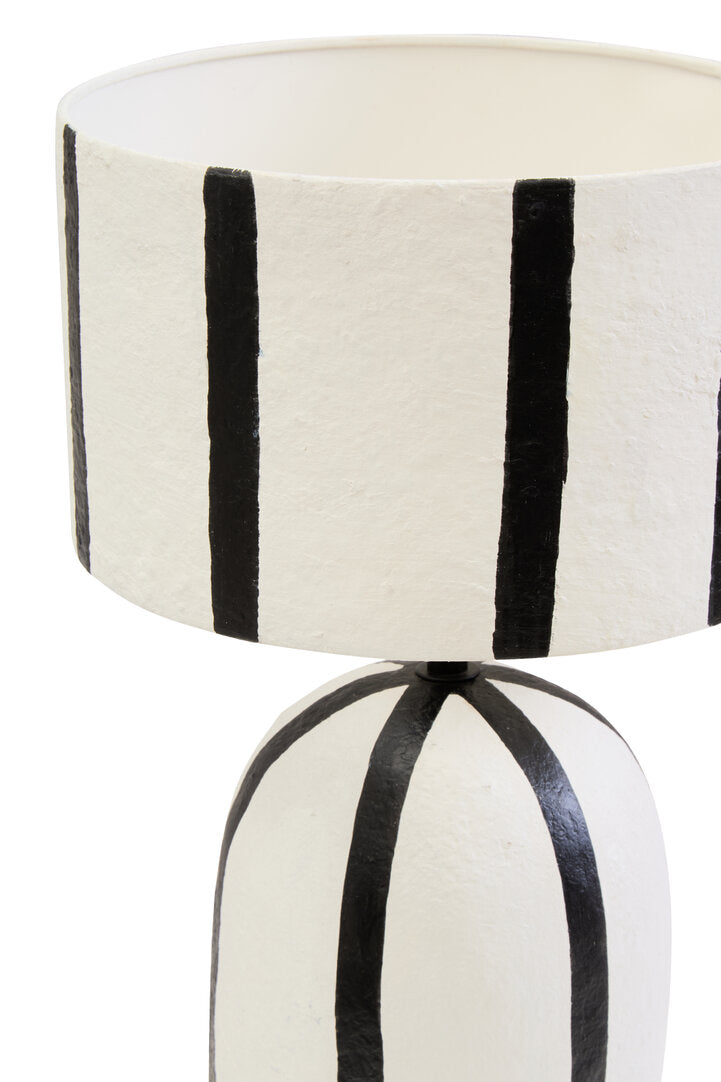 Cove Papier Mache Table Lamp - Black & White