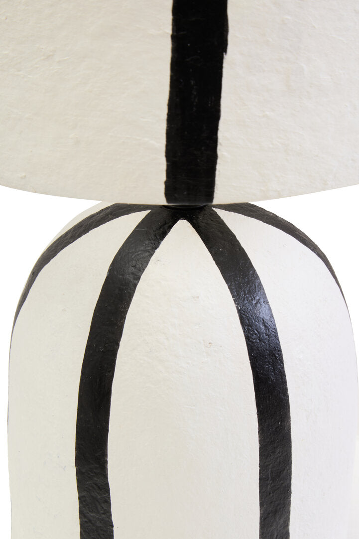 Cove Papier Mache Table Lamp - Black & White