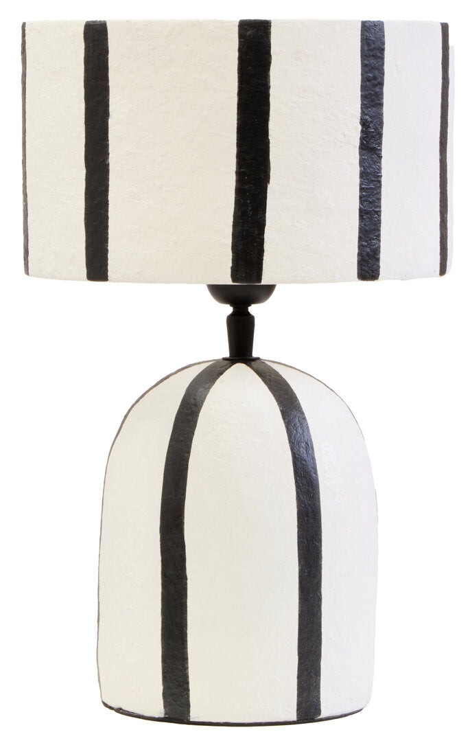 Cove Papier Mache Table Lamp - Black & White