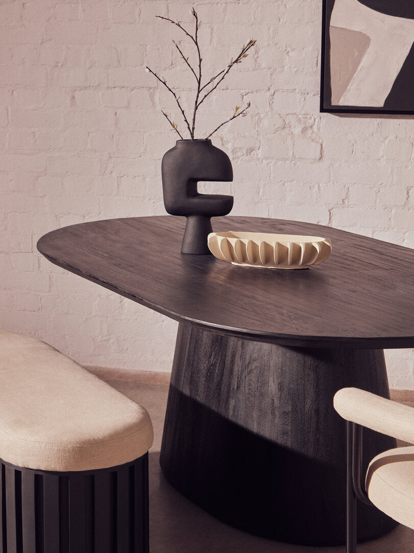 Noah Mango Wood Dining Table - Oval - Black