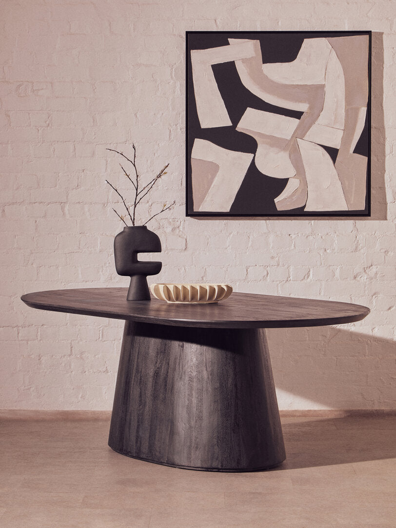 Noah Mango Wood Dining Table - Oval - Black