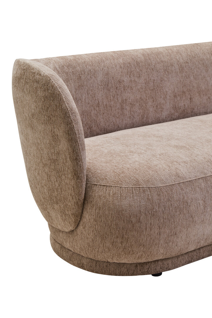 Ariselle Curved Three Seater Sofa - Deep Stone Chenille