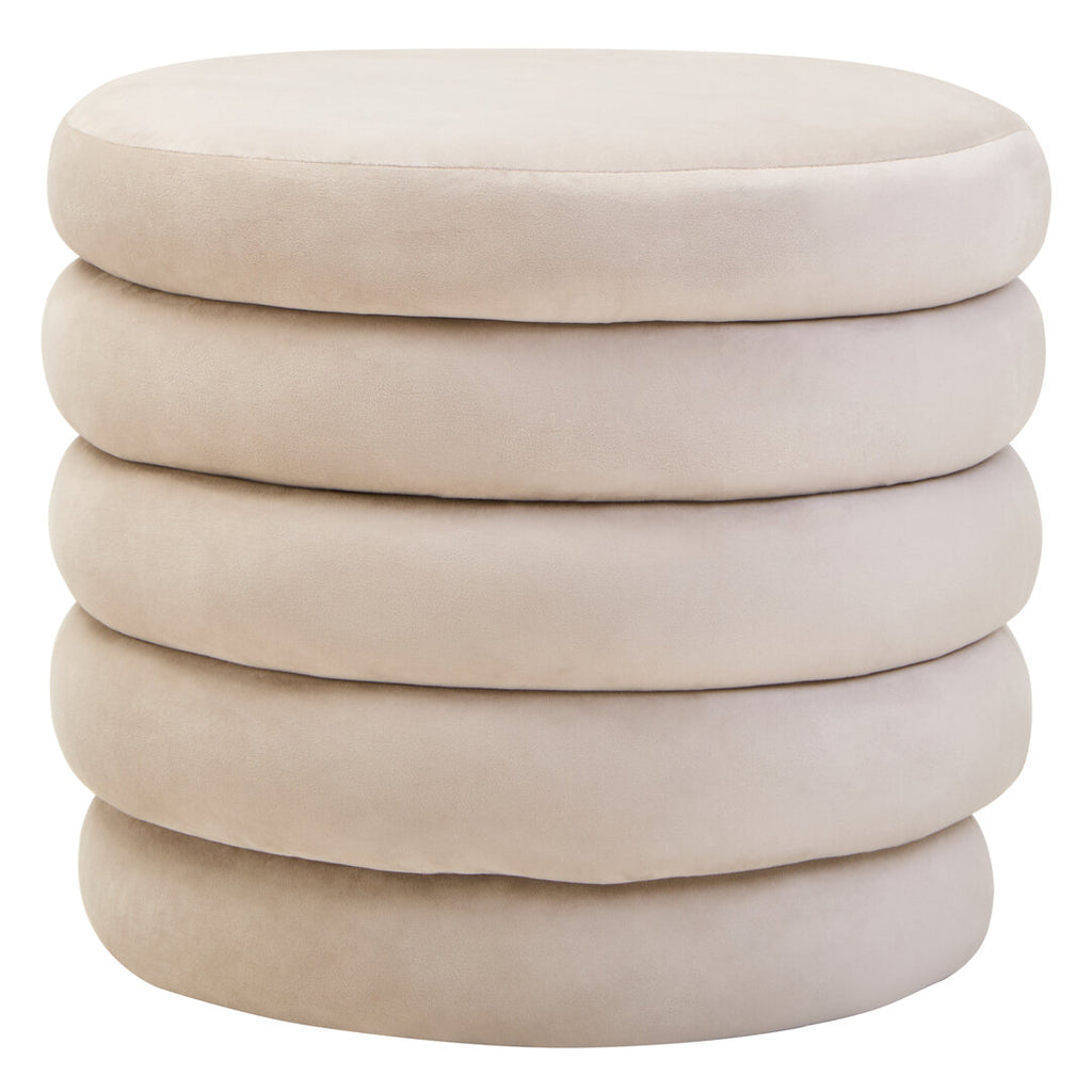 Solis Velvet Footstool - Cream