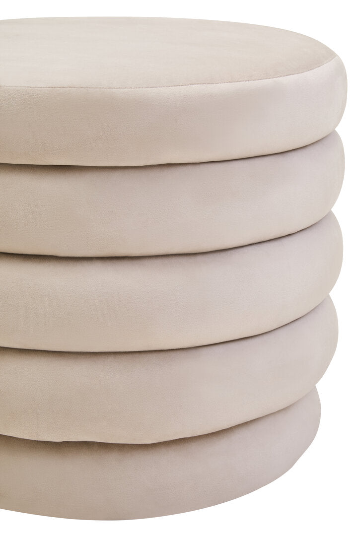 Solis Velvet Footstool - Cream