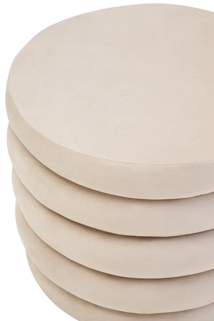 Solis Velvet Footstool - Cream