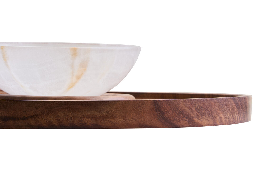 Casia Chip & Dip Server - Onyx & Acacia Wood