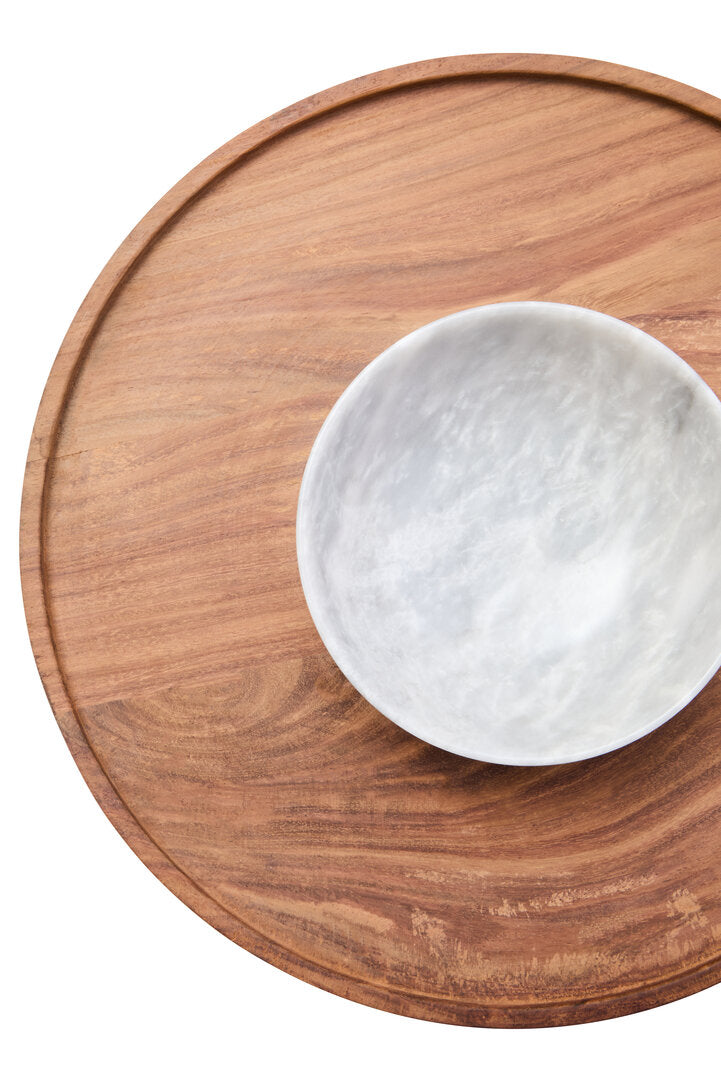Casia Chip & Dip Server - White Marble & Acacia Wood