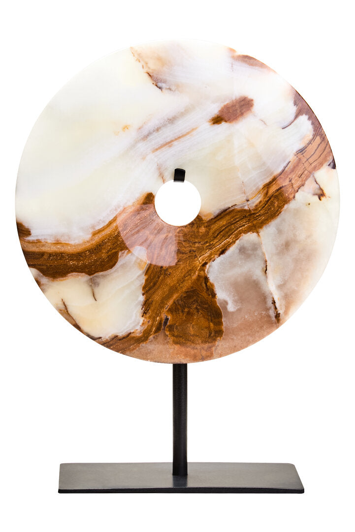 Vona Round Onyx Disc Sculpture - Small