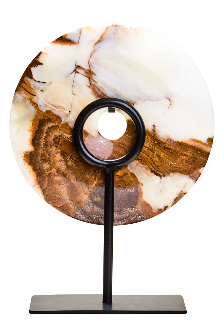 Vona Round Onyx Disc Sculpture - Small