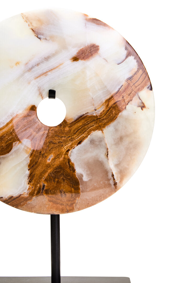 Vona Round Onyx Disc Sculpture - Small