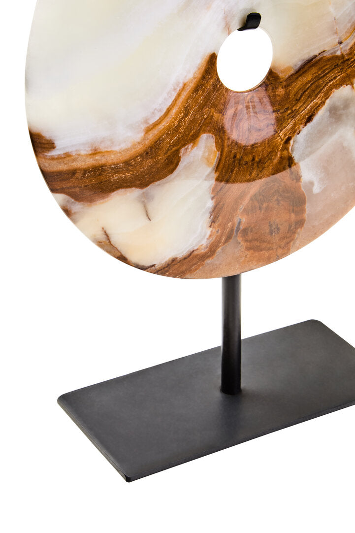 Vona Round Onyx Disc Sculpture - Small