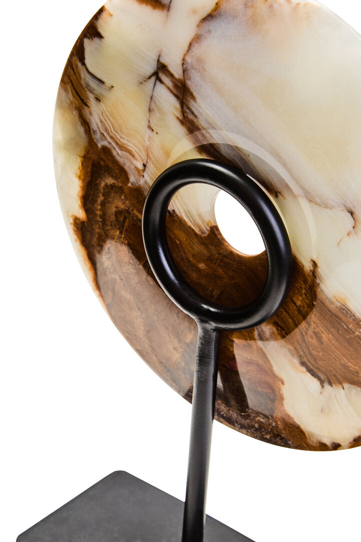 Vona Round Onyx Disc Sculpture - Small