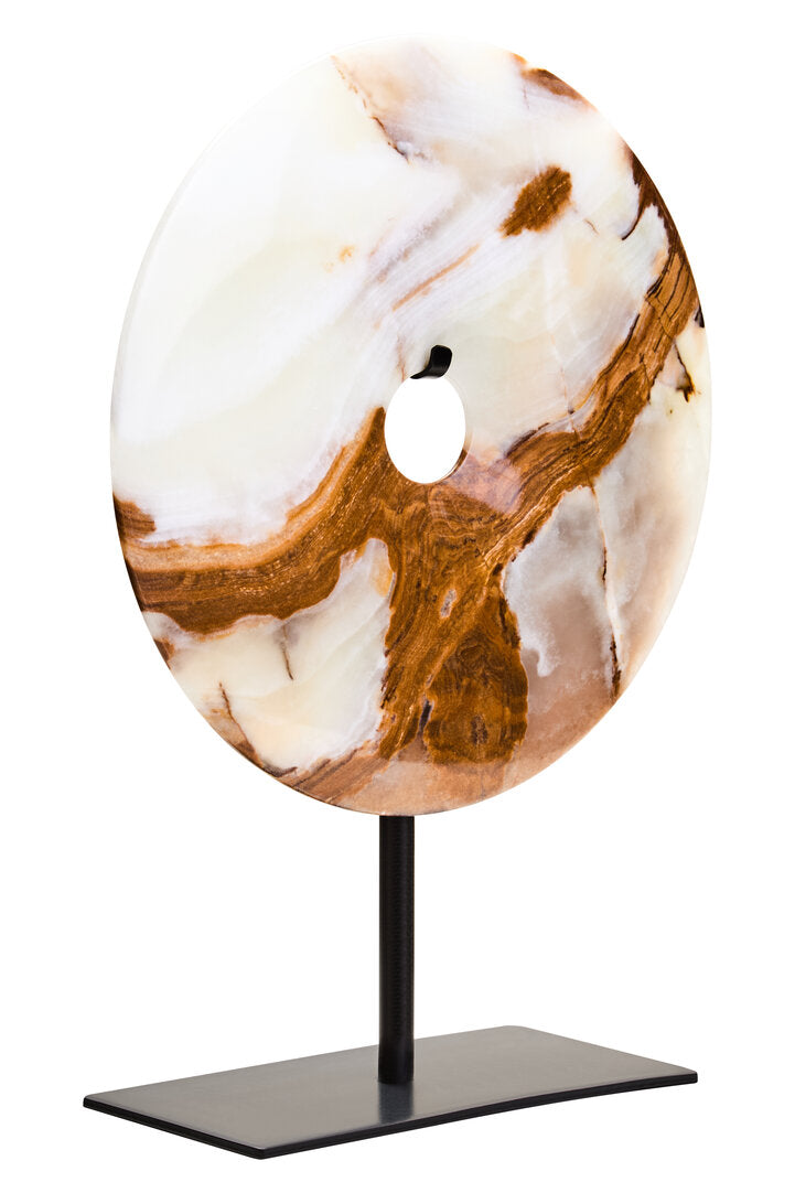 Vona Round Onyx Disc Sculpture - Small