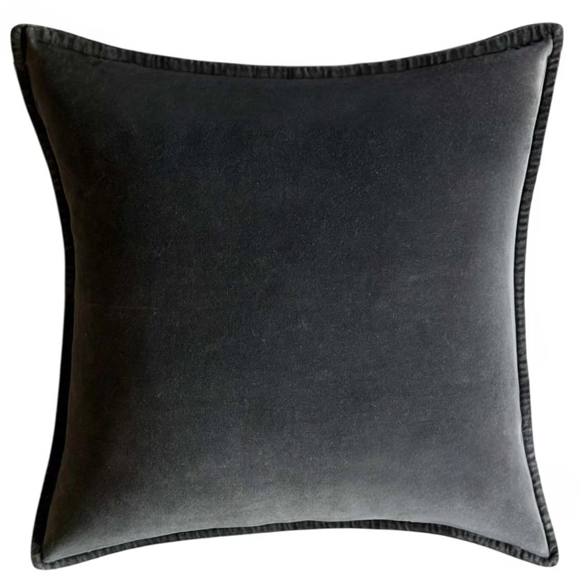 Harbour Stonewashed Velvet Cushion - Charcoal