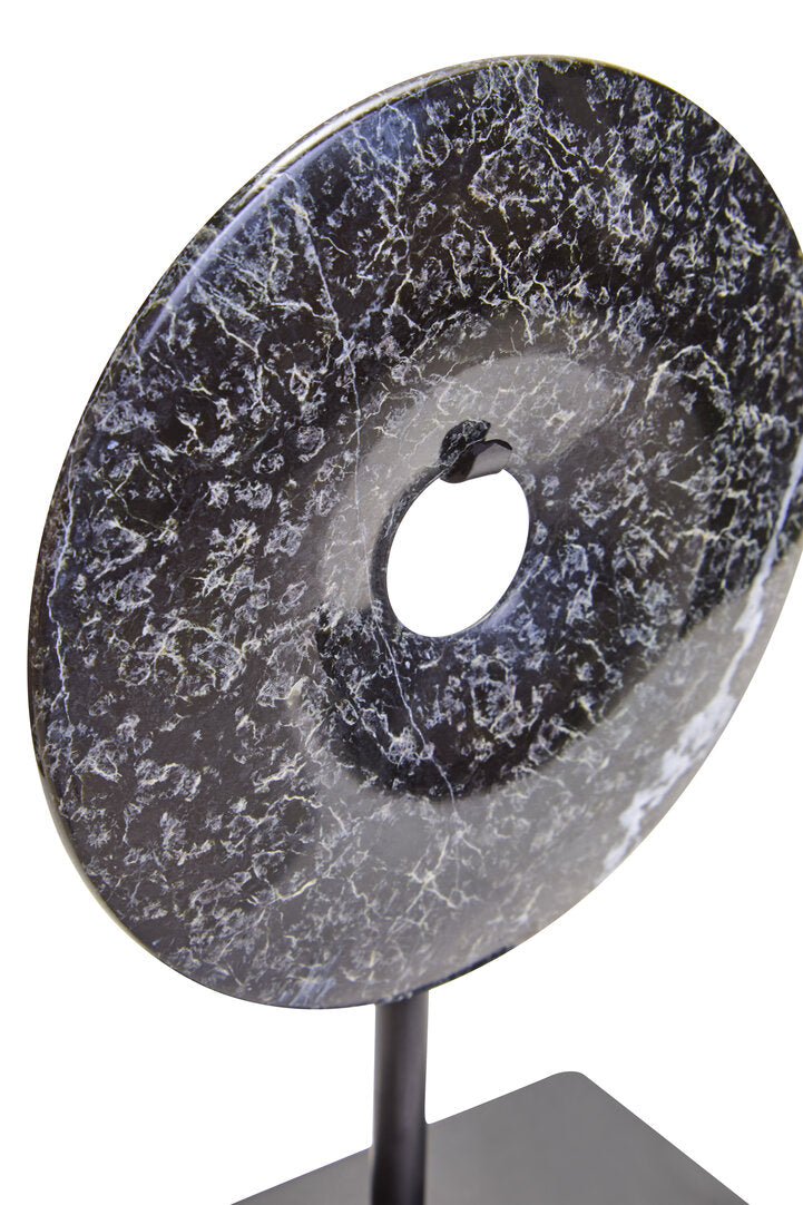 Ceni Black Marble Round Disc Sculpture - Extra Small