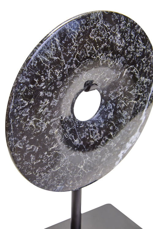 Ceni Black Marble Round Disc Sculpture - Extra Small