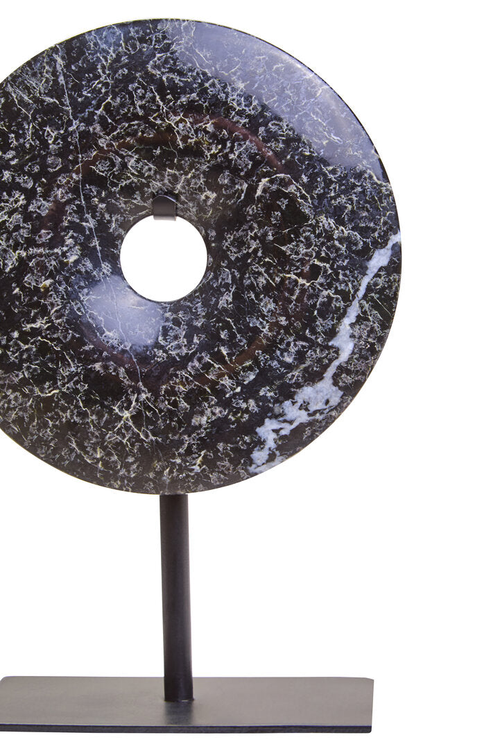 Ceni Black Marble Round Disc Sculpture - Extra Small