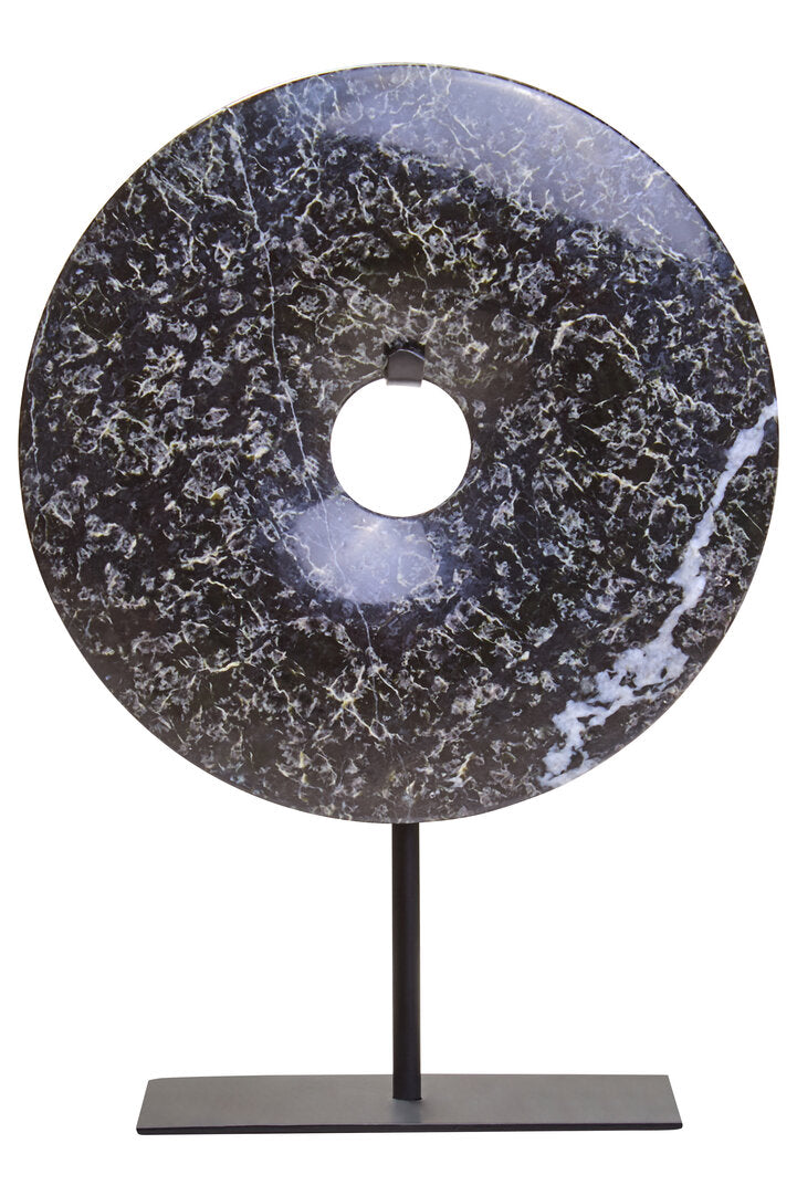 Ceni Black Marble Round Disc Sculpture - Extra Small