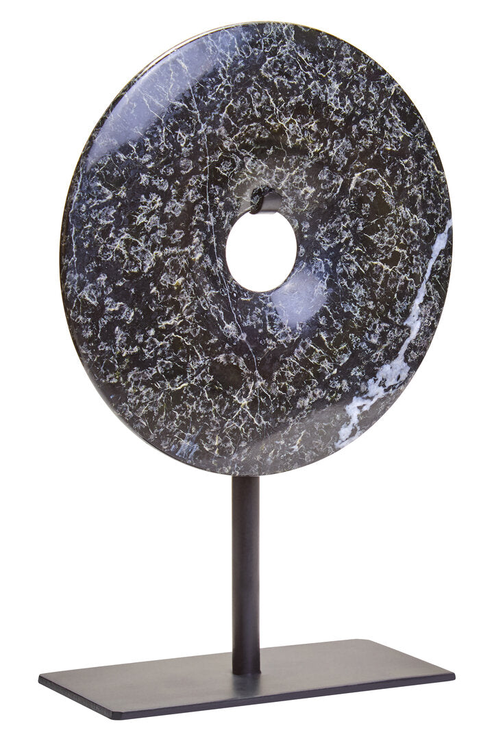 Ceni Black Marble Round Disc Sculpture - Extra Small