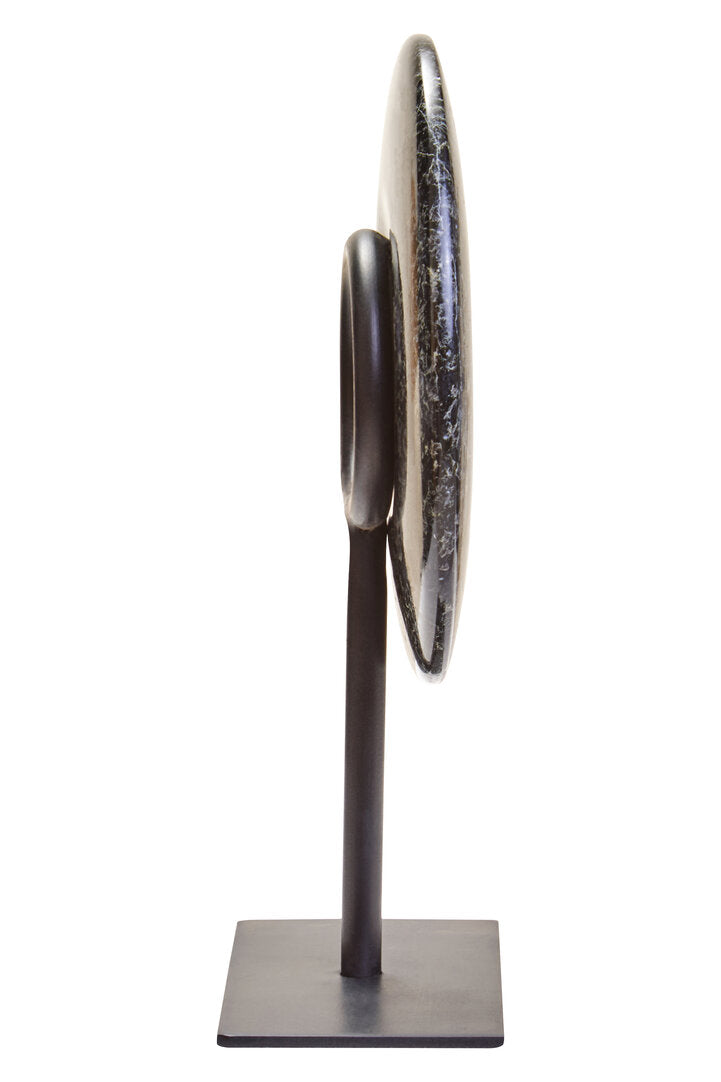 Ceni Black Marble Round Disc Sculpture - Extra Small