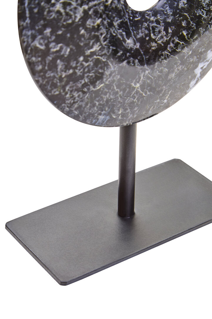 Ceni Black Marble Round Disc Sculpture - Extra Small